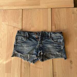 Free People Now Or Never Distressed Blue Denim Shorts